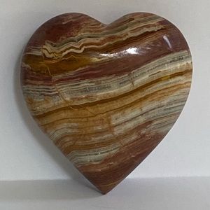 Heart Shaped Stone Granite Striped Rings Puffy Rust Brown Beige 3” X 2.75”
